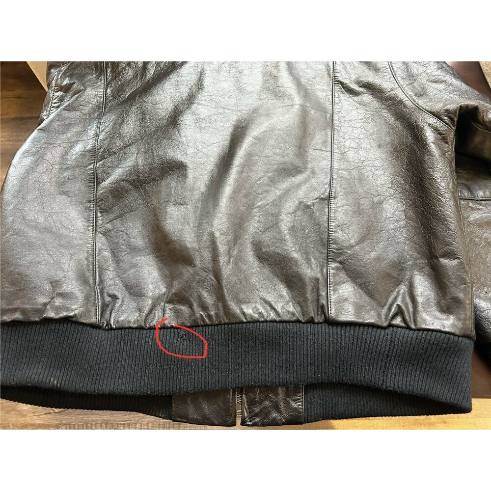Hill & Archer Leather Bomber Jacket Mens 44R Black Map Lining Made in Korea Vtg - Picture 12 of 12